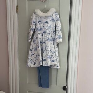 Janie and Jack Blue and White Kids Casual Dress